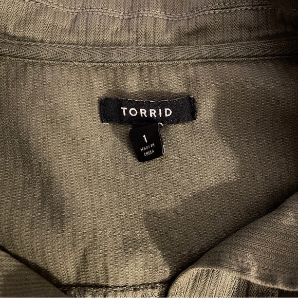 Torrid Jacket Green Button Up Jean Embroidered Roses Womens 1X - Picture 6 of 7